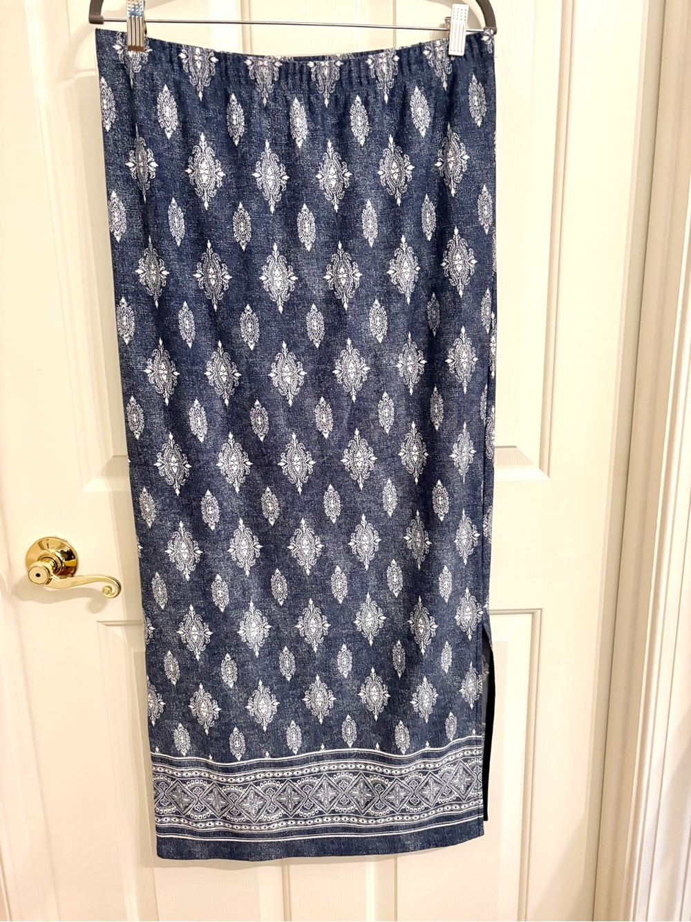 Blue and White Boho Maxi Skirt
